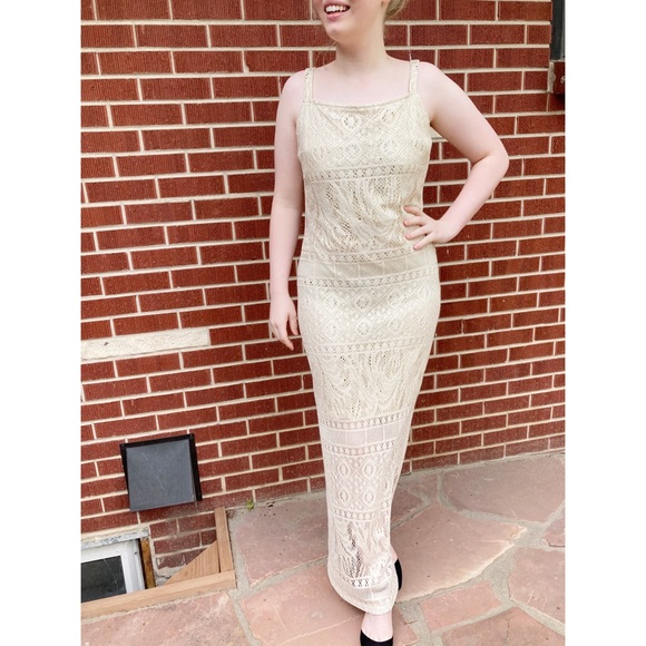 Gunne Sax Dresses & Skirts - Jessica McClintock Gunne Sax Gold/Lace Maxi 11/12